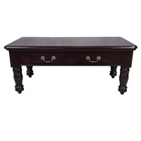 Solid Mahogany Wood Rectangular Coffee Table with Drawers
