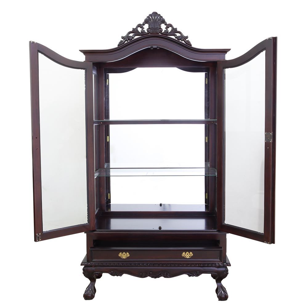 Antique Chippendale Style Mahogany Wood 2 Door Glass ...