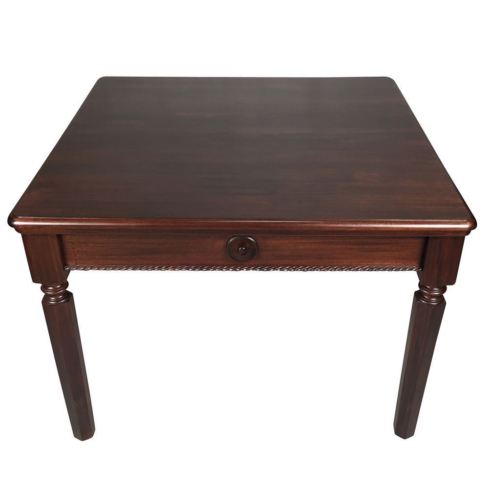Antique Style Solid Mahogany Wood Square Dining Table 110cm