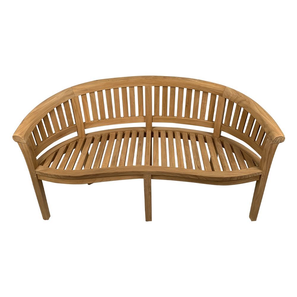 Outdoor Furniture Solid Teak Banana Shape Garden Bench Seat 150cm