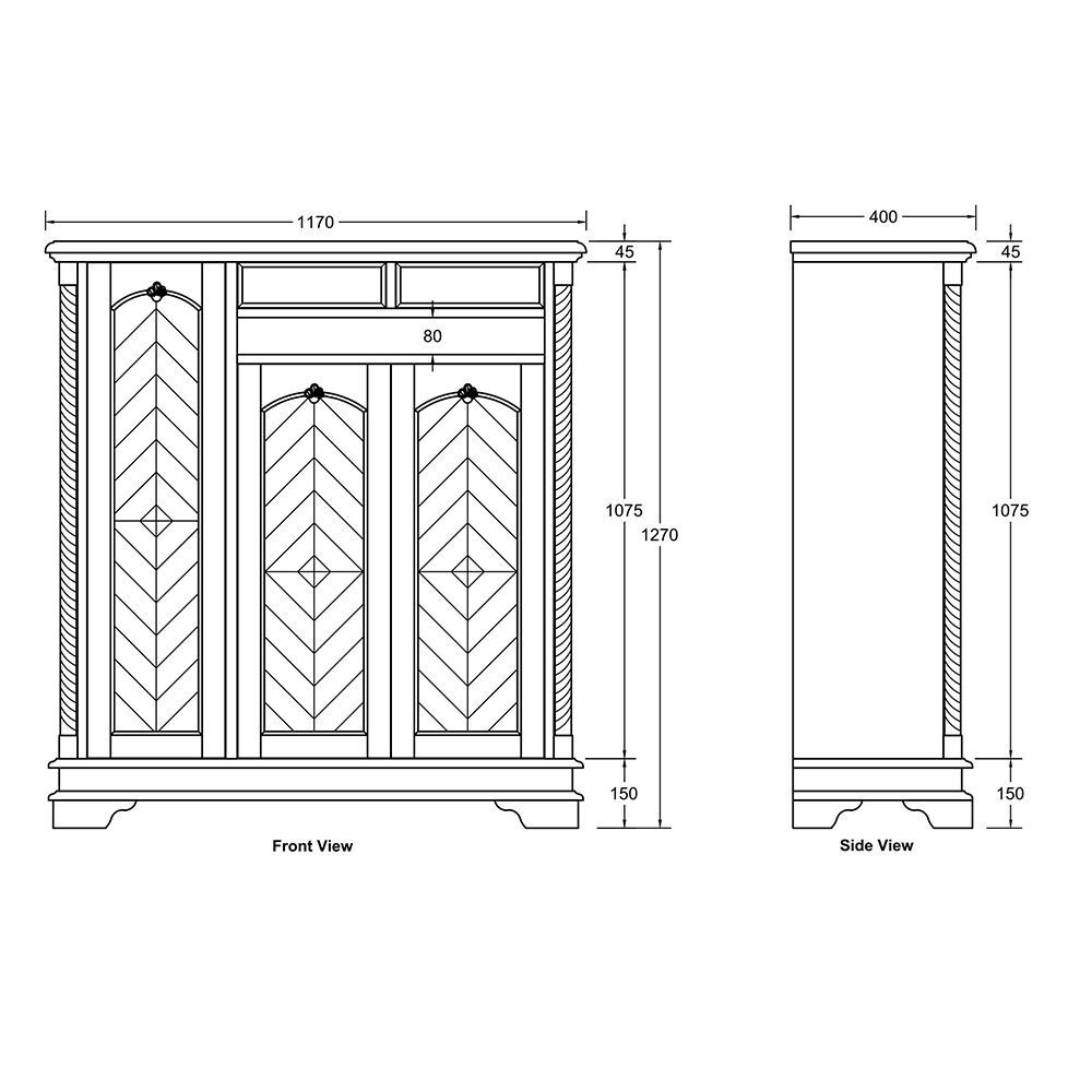 Mahogany Wood Large Shoe Cabinet With Open Shelf