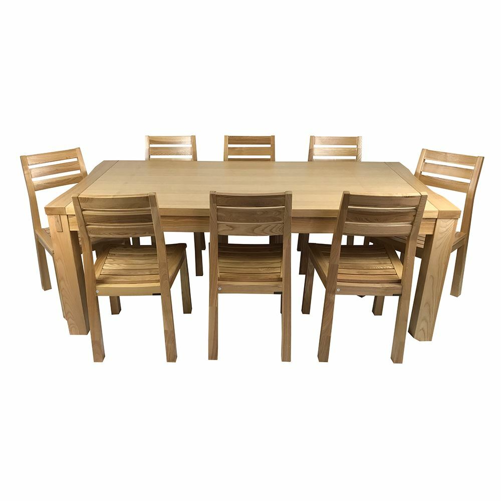 Solid Ash Timber Wood Rectangular Dining Table 2m Antique Reproduction