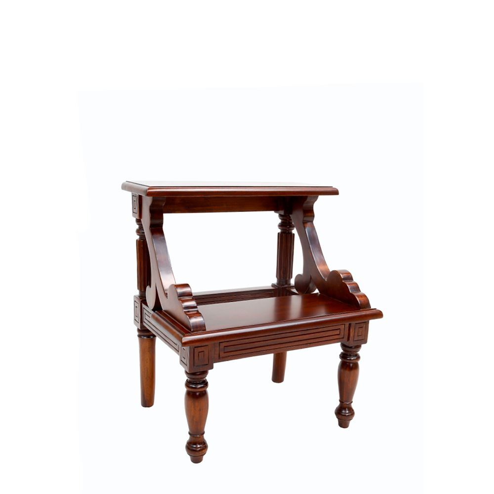Solid Mahogany Wood 2 Step Library Ladder