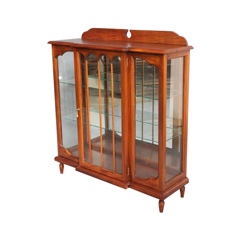Solid Mahogany Wood Low Display Cabinet Antique Reproduction