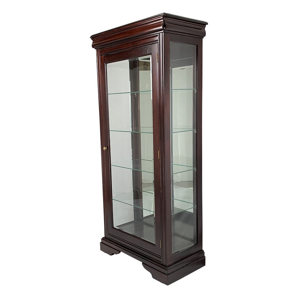 Solid Mahogany 1 Door Display Cabinet Antique Reproduction Pre