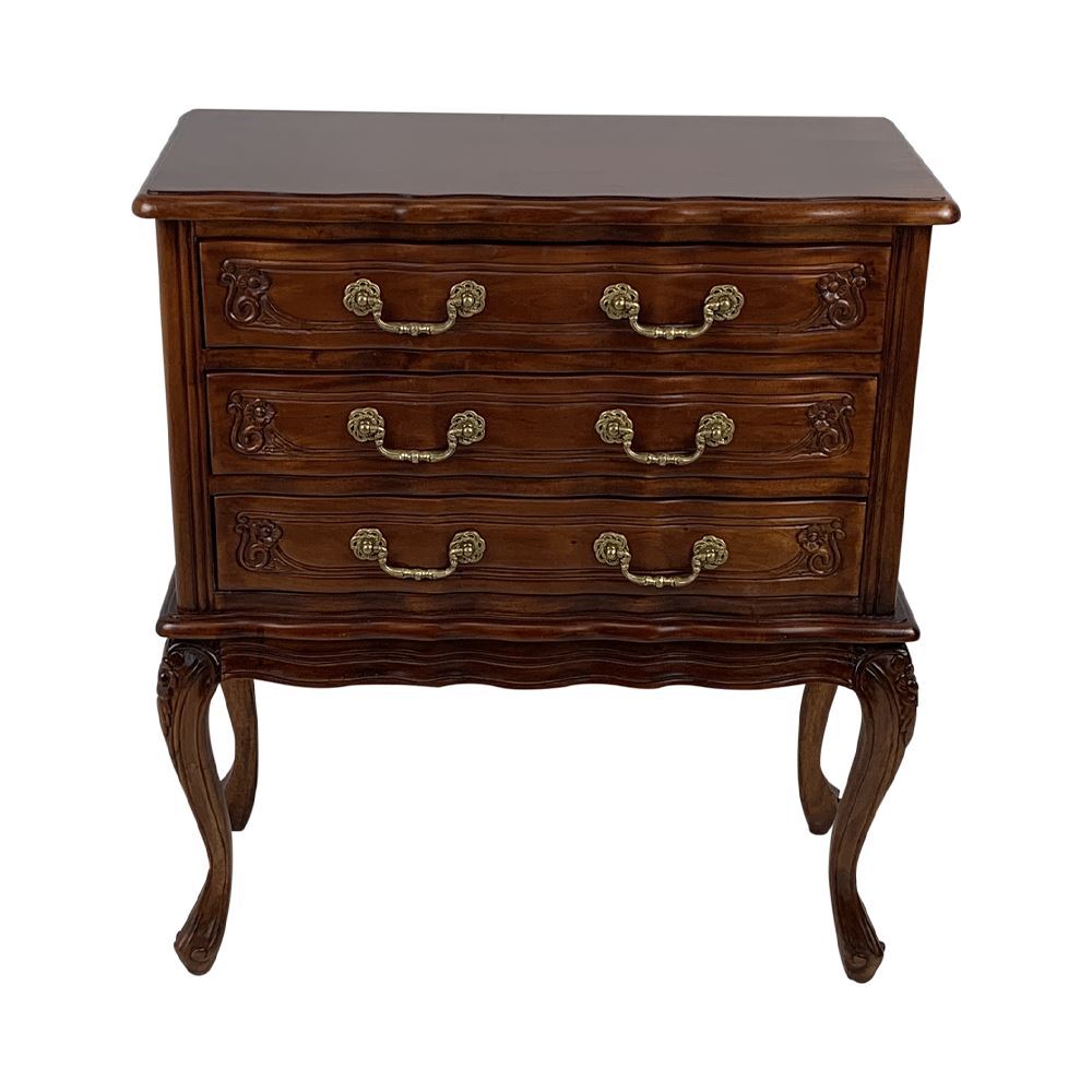 Solid Mahogany 3 Drawers Queen Anne Chest Of Drawers Antique