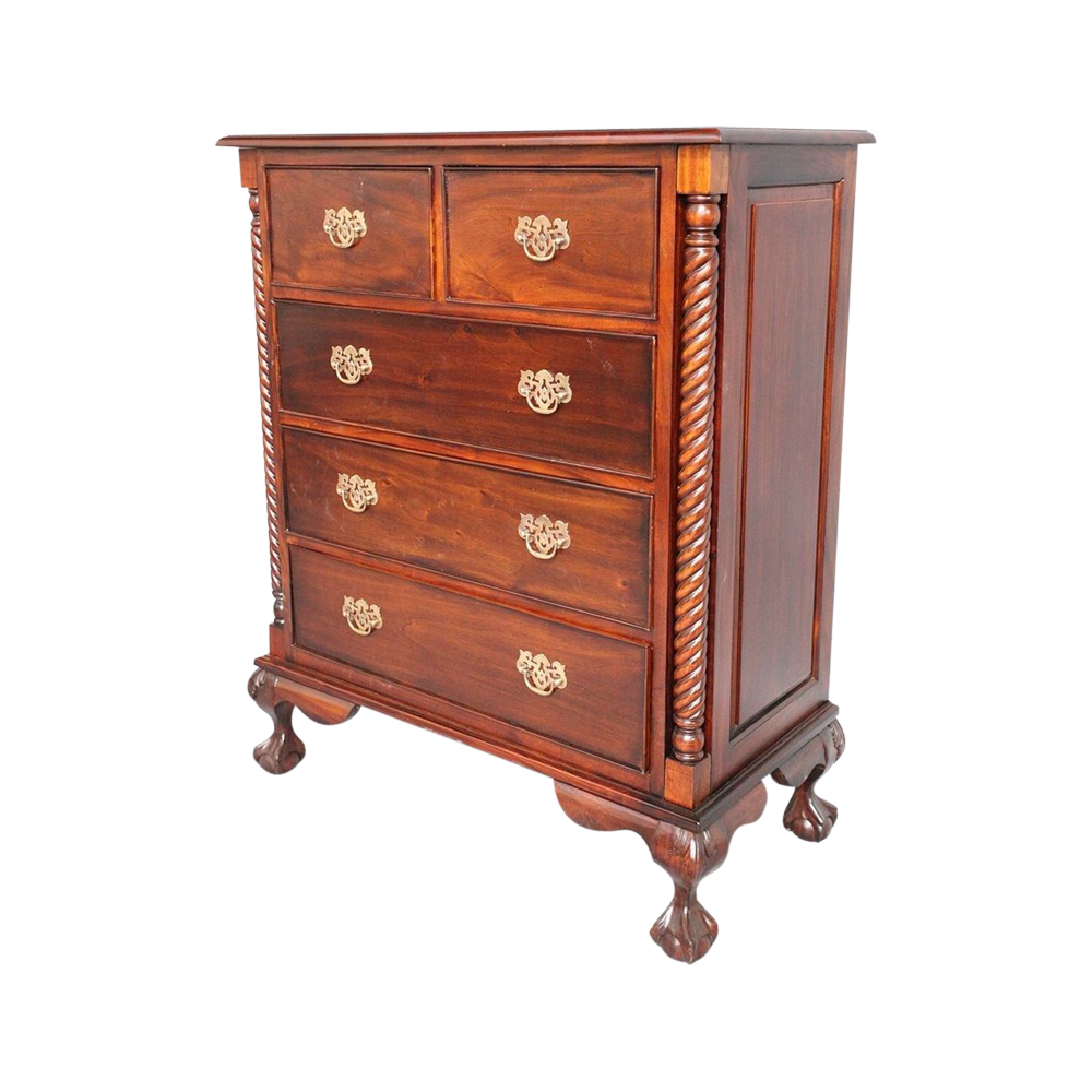 Solid Mahogany Wood Hidden Drawer Tall Bookshelf Antique