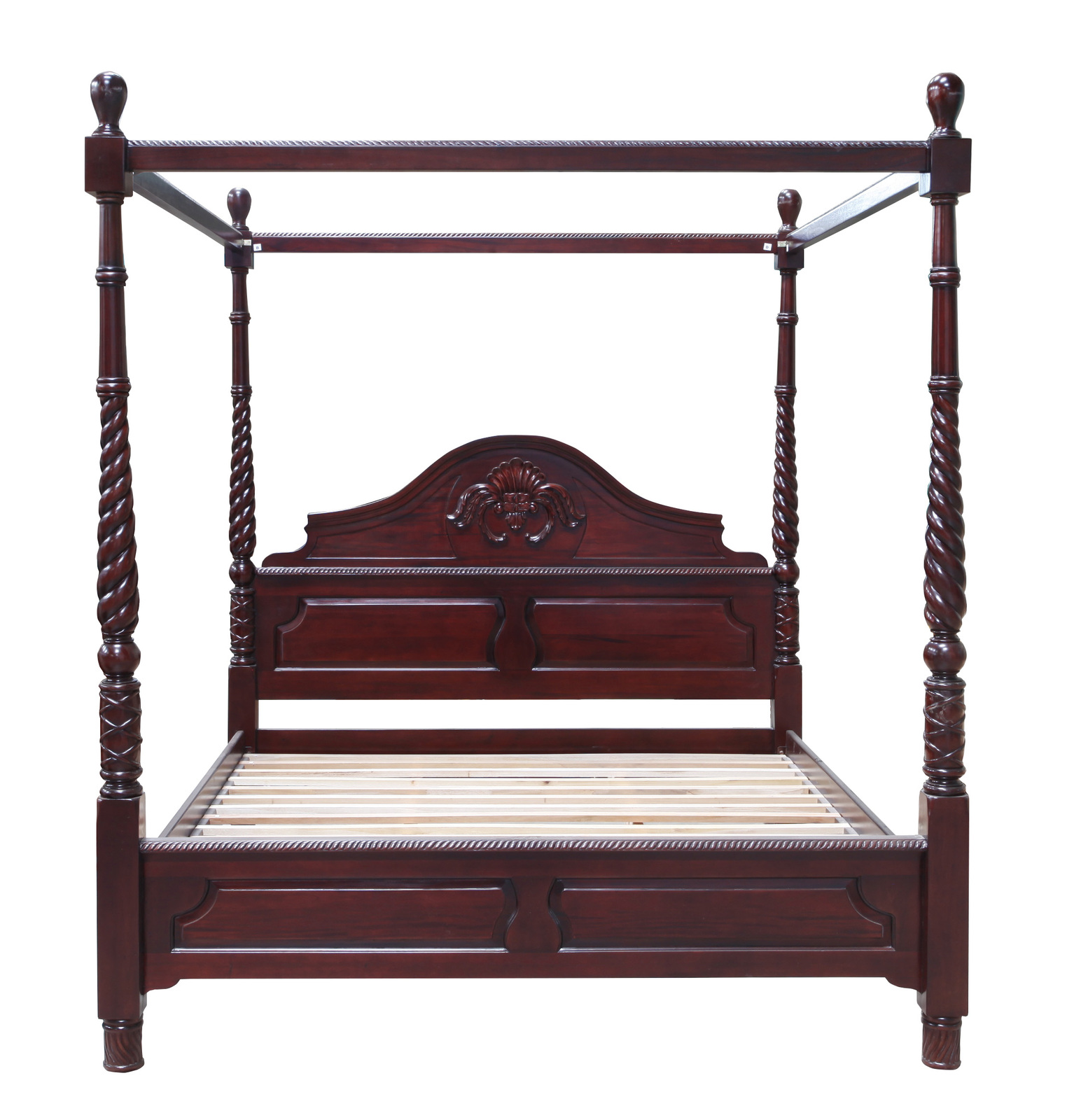 Mahogany Wood Chunky 4 Poster King Bed, Wood Canopy Bed Frame King