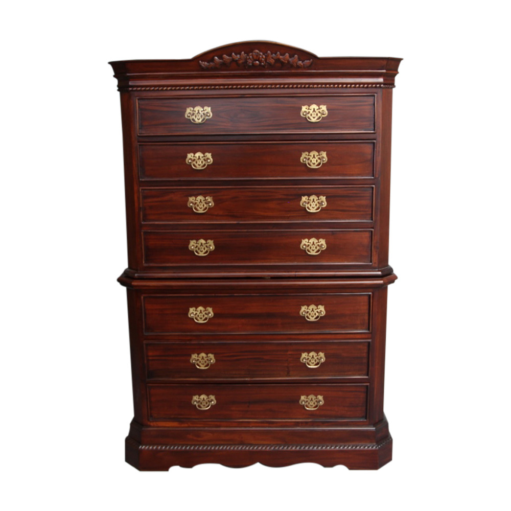 Solid Mahogany Wood Victoria High Chest Tall Boy Antique Style