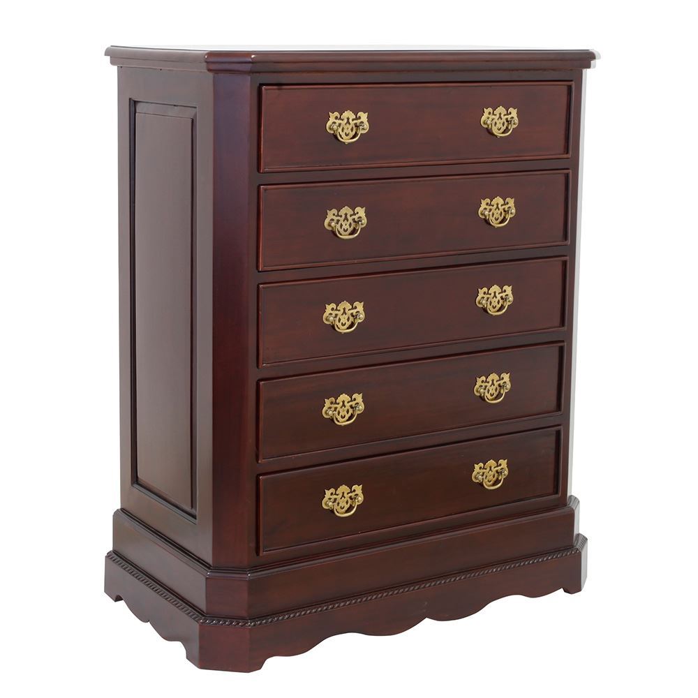 Antique Style Mahogany Wood High Chest Of Drawers Bedroom