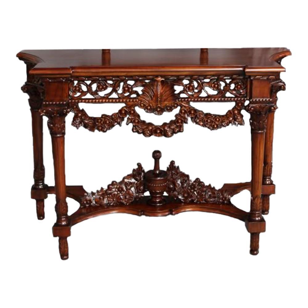 Solid Mahogany Wood Hand Carved Ursula Hall / Console Table Antique