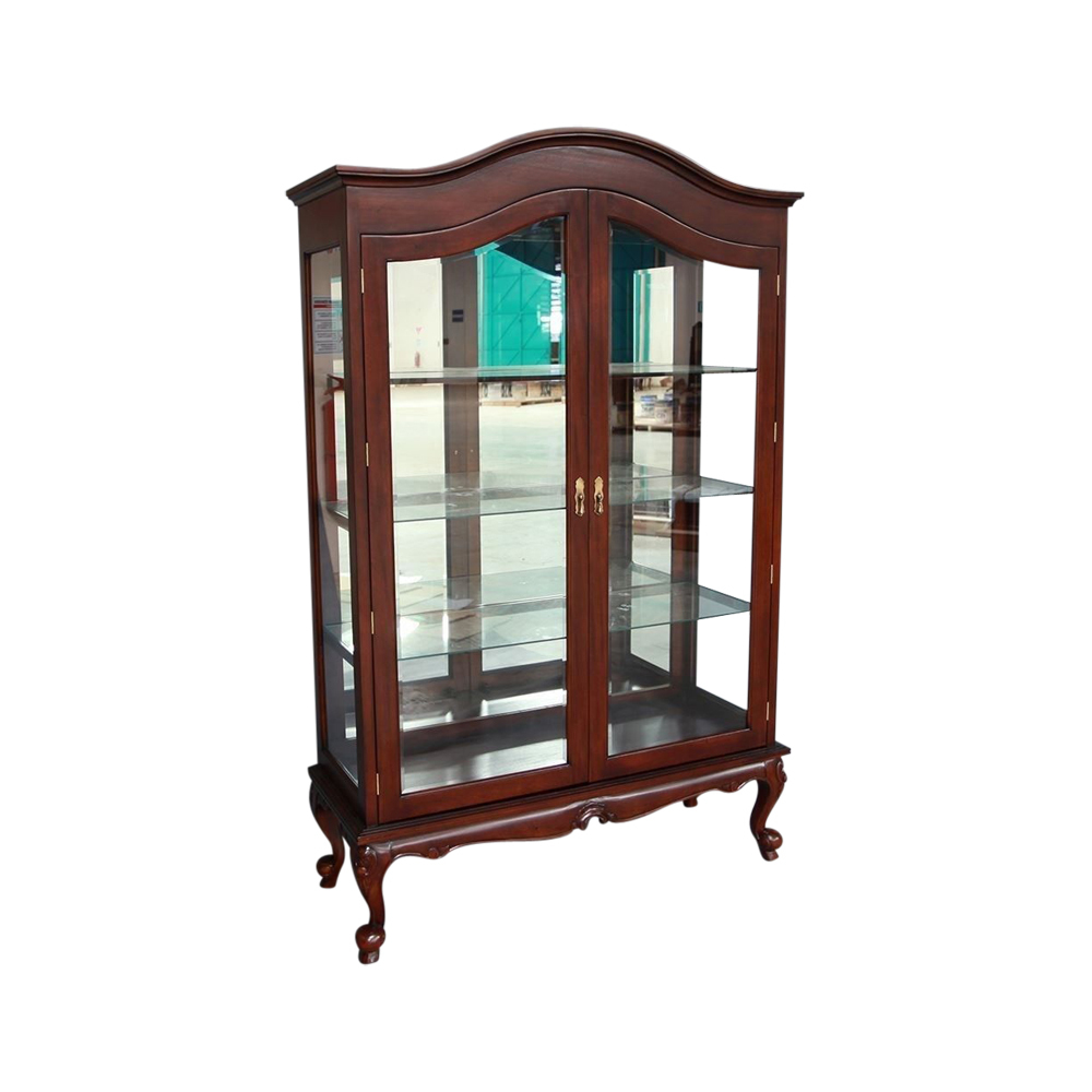 Solid Mahogany Wood Double Doors French Display Cabinet