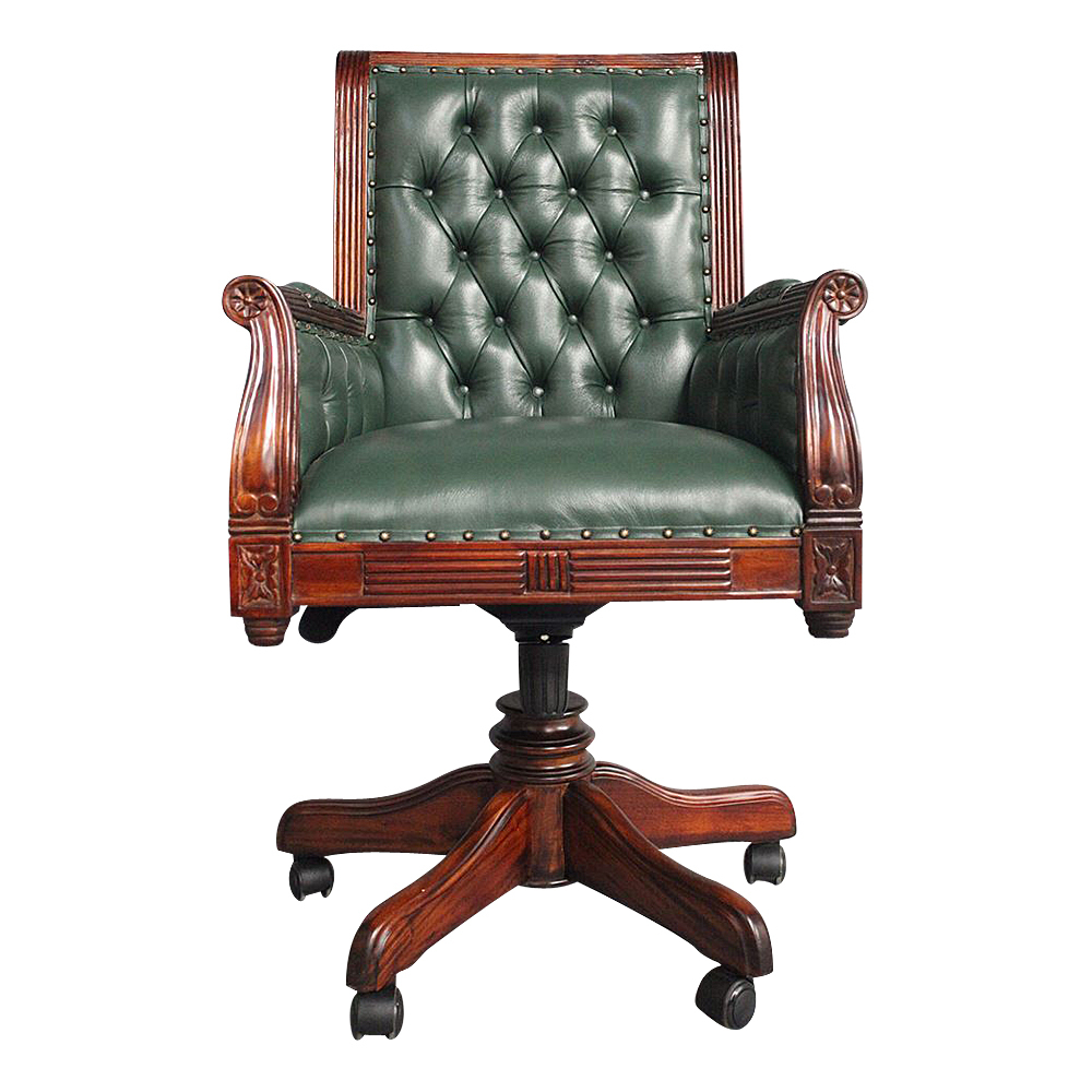 Solid Mahogany Office Chair Classic Antique Style Reproduction