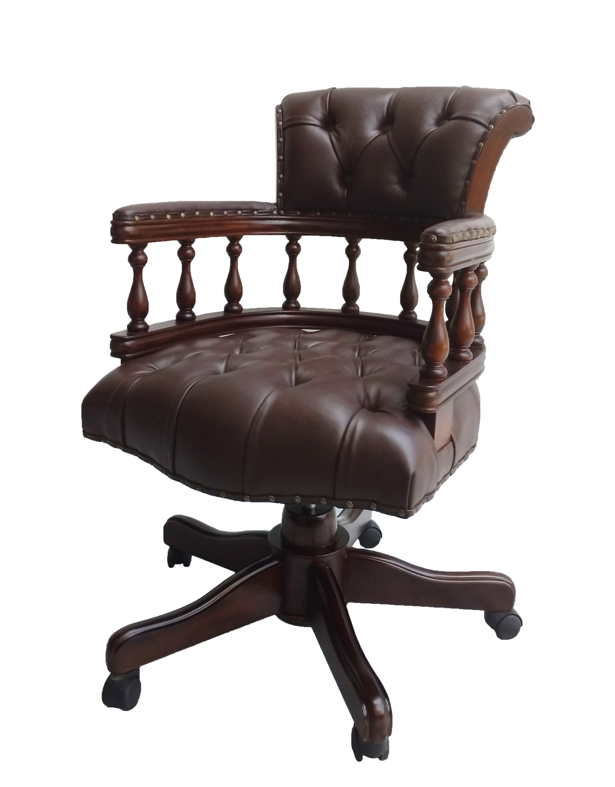 Captain S Swivel Office Chair Solid Mahogany Wood