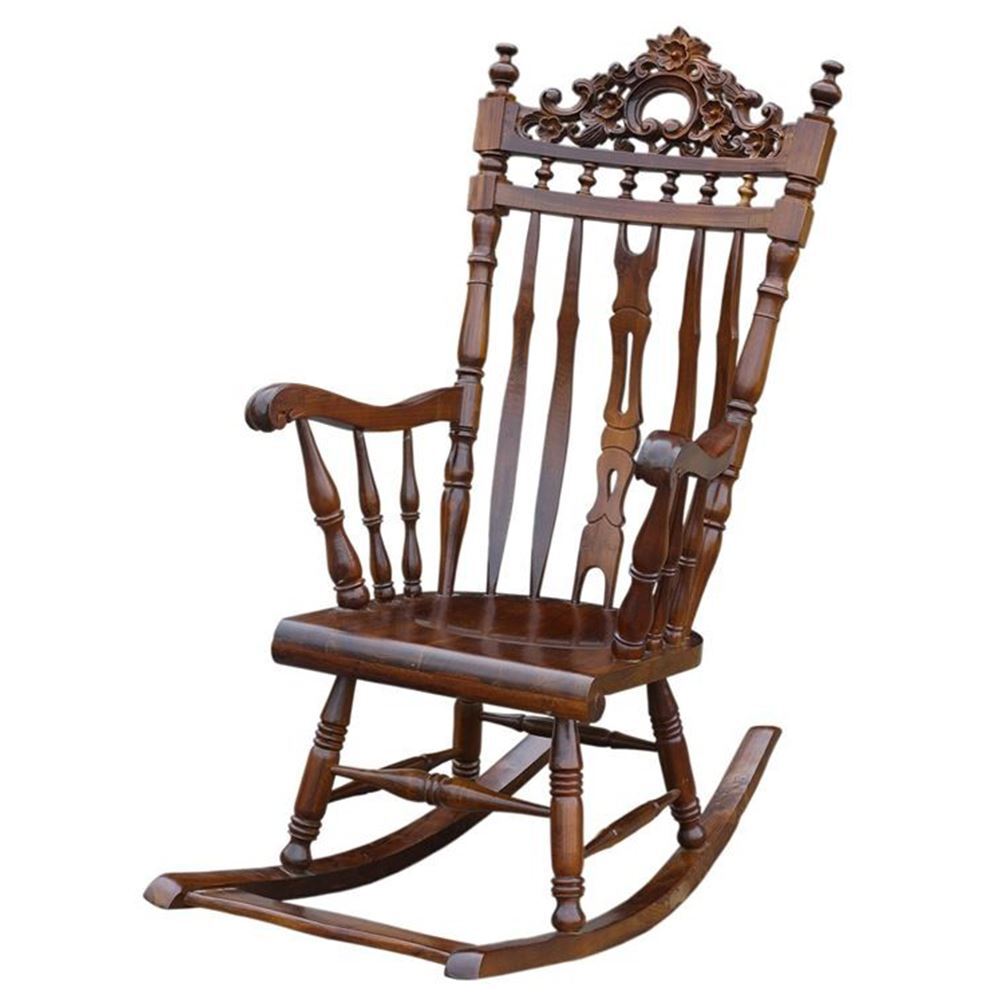 Antique Style Solid Mahogany Wood Rocking Elegant Style Chair- Hand