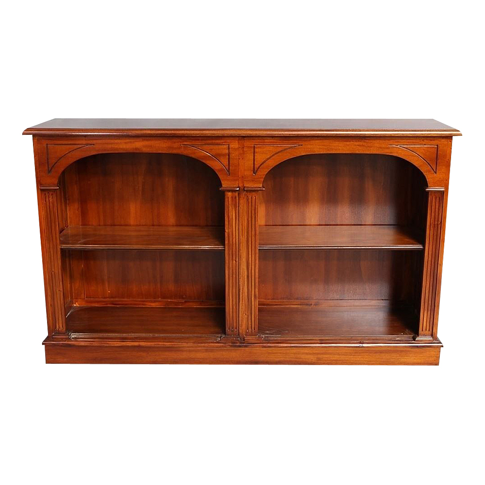 Solid Mahogany Wood Low Bookshelf Antique Design New