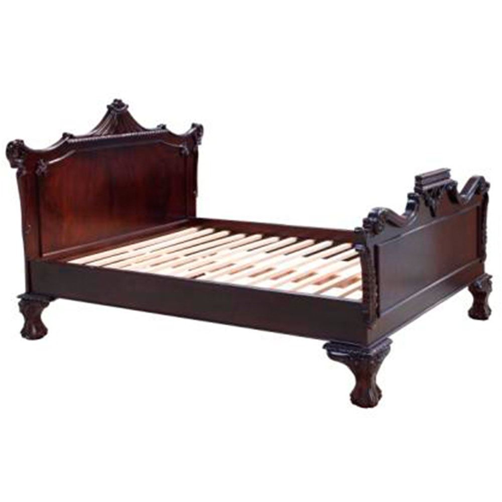 Solid Mahogany Wood Chippendale Bed, Chippendale Bed Frame
