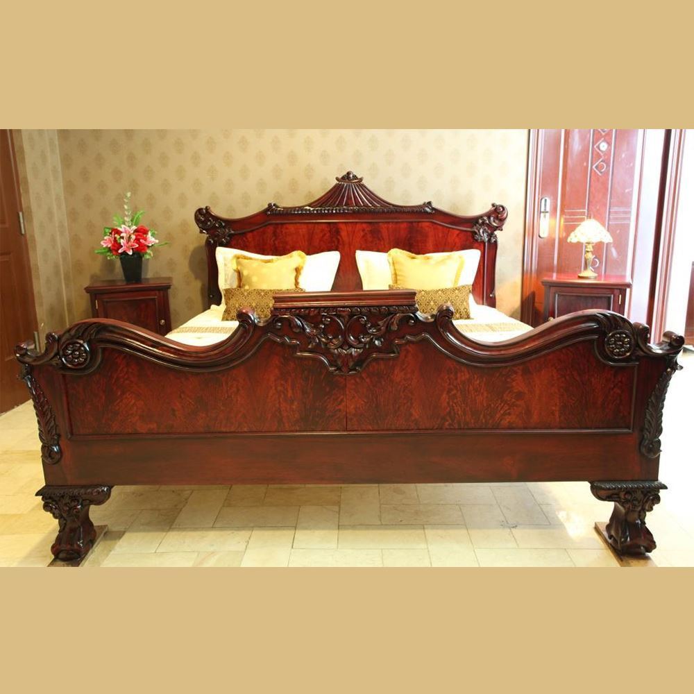 Solid Mahogany Wood Chippendale Bed Antique Reproduction eBay
