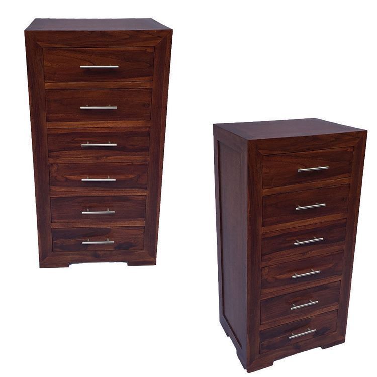 Solid Wood Bedroom Tallboy Chest With 6 Large Drawers Combination Of Antique And Modern Design