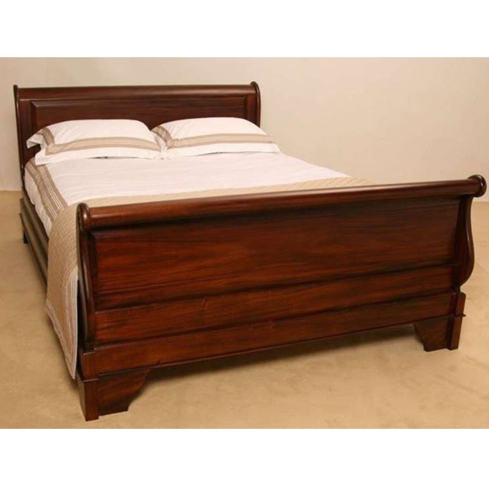 Mahogany Wood Queen Size Reion, Wooden Sleigh Bed Frame