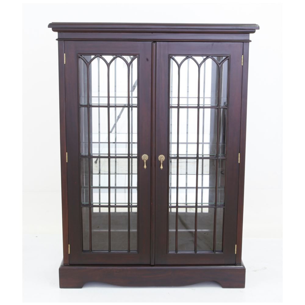 Solid Mahogany Display Cabinet With Glass Doors Antique Style