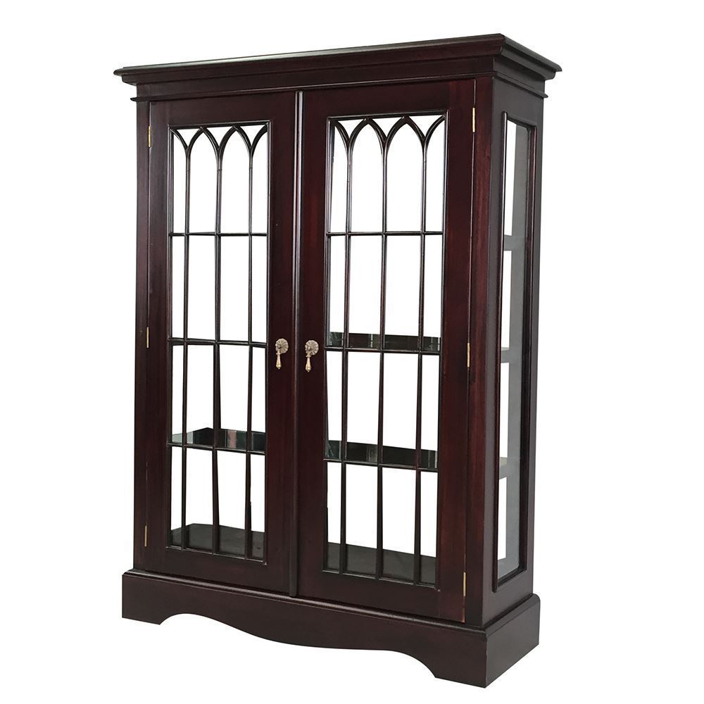 Solid Mahogany Display Cabinet With Glass Doors Antique Style