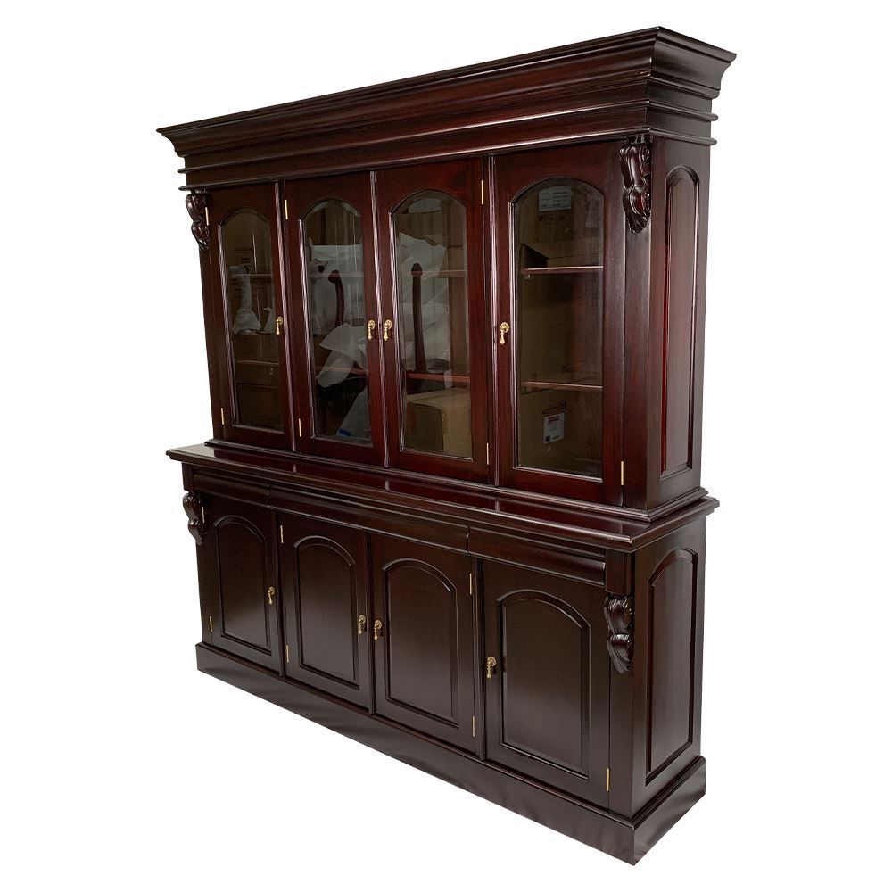 Antique Style Solid Mahogany Large Victorian Style 4 Door Display