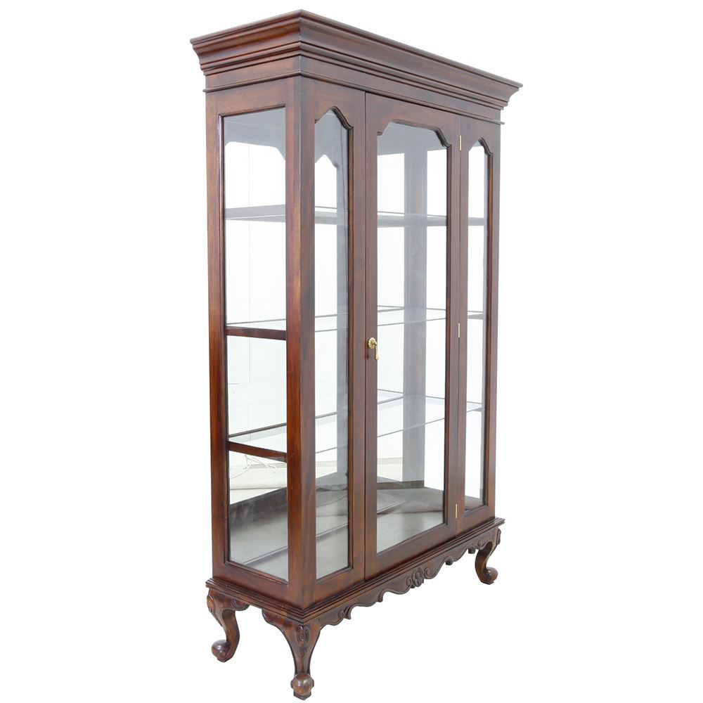 Solid Mahogany Wood Single Door Glass Display Cabinet