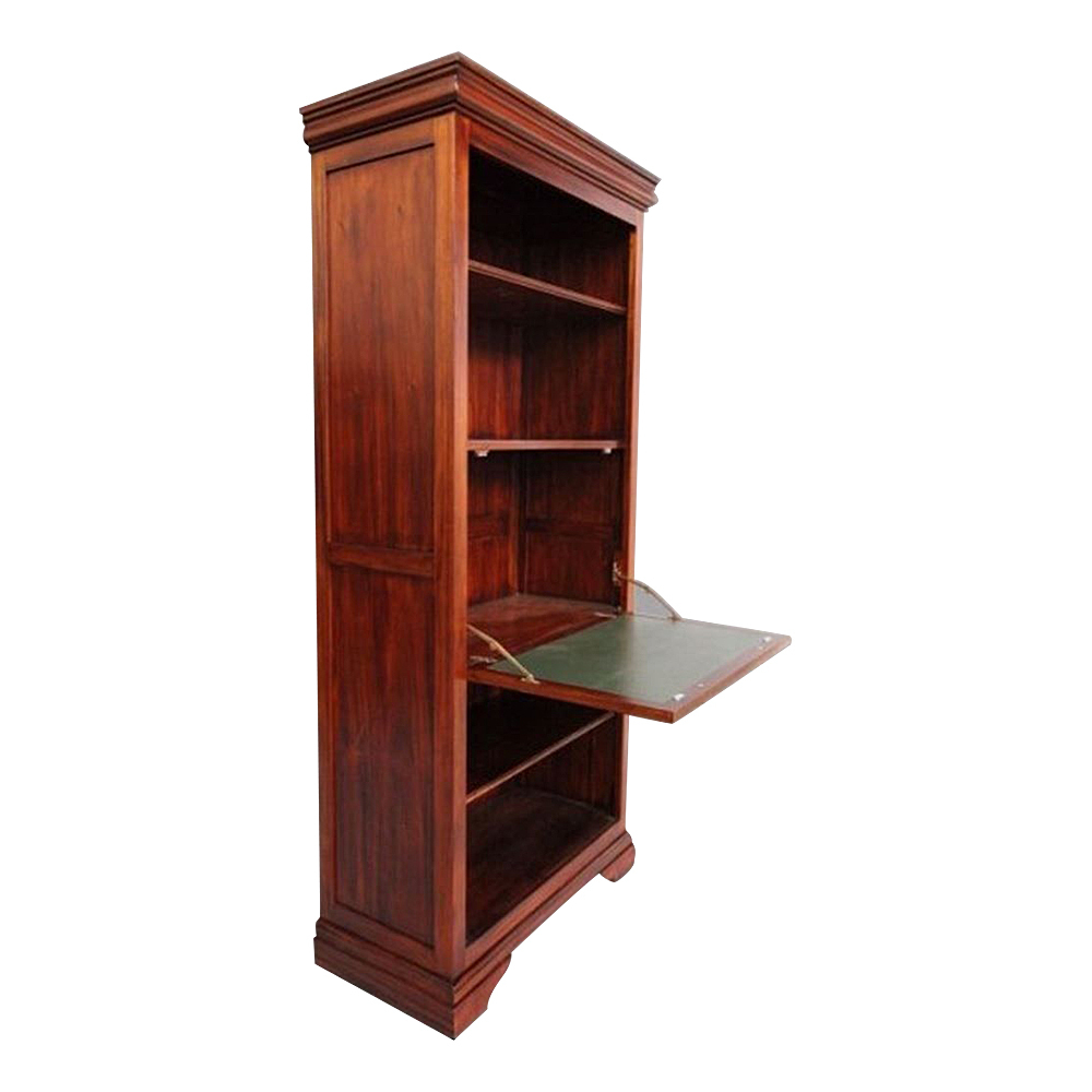 Solid Mahogany Wood Tall Bookshelf And Table Antique Design