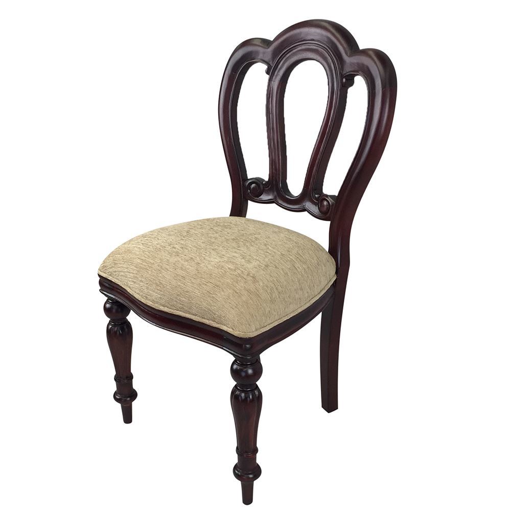 Solid Mahogany Wood Admiralty Upholstered Dining Chair Antique Reproduction Style