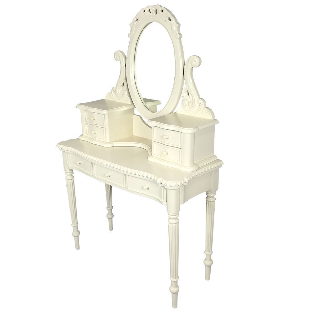 Solid Mahogany Wood Dressing Table with Mirror and Drawers 