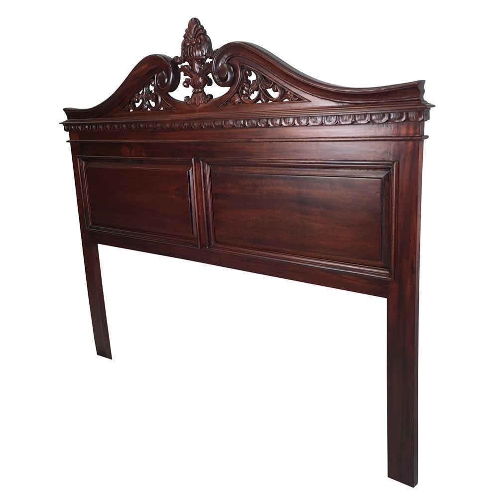 Solid Mahogany Wood Chippendale Bed, Antique Style King Size Bed