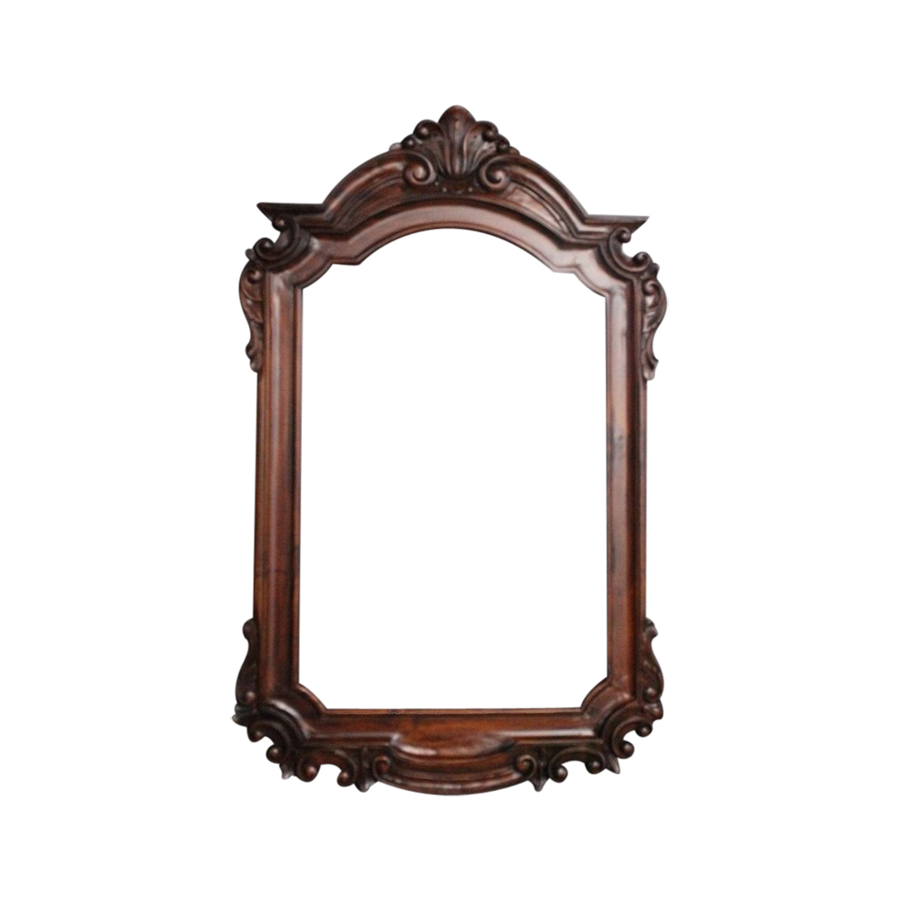 Antique Style Solid Mahogany Hand Carved Beveled Wall Mirror Large