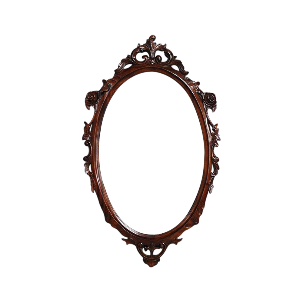 Antique Style Solid Mahogany Wood Hand Carved Bevelled Wall Mirror