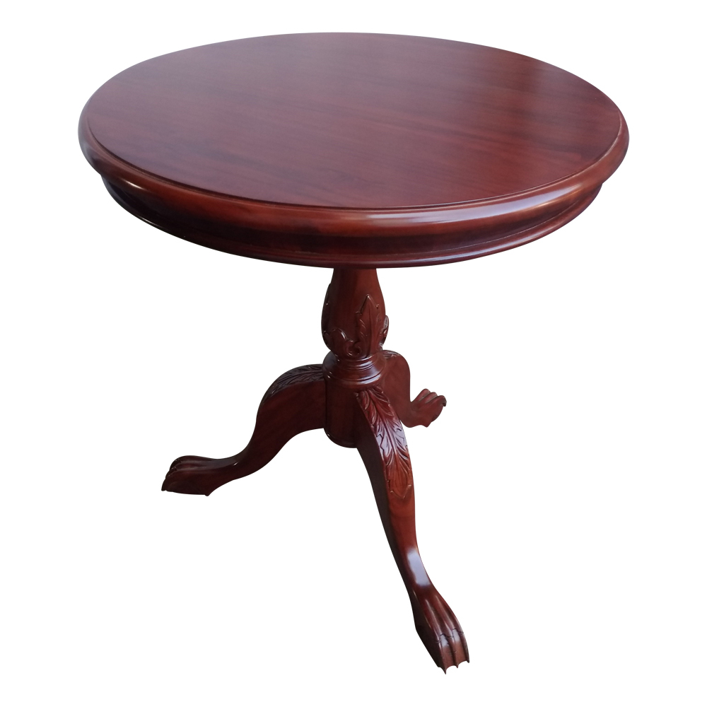Solid Mahogany Wood Round Side Table 60cm, Antique Small Round Side Tables