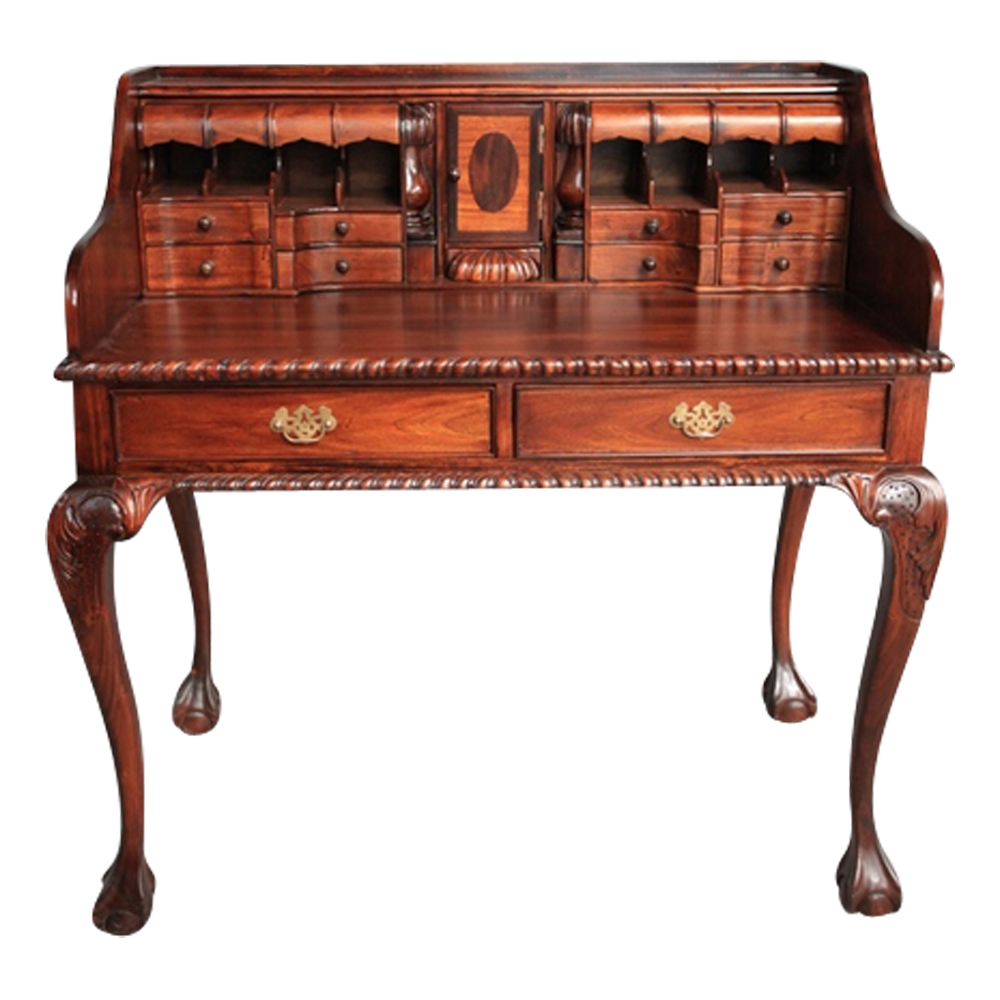 Solid Mahogany Chippendale Escritoire Desk Antique Reproduction