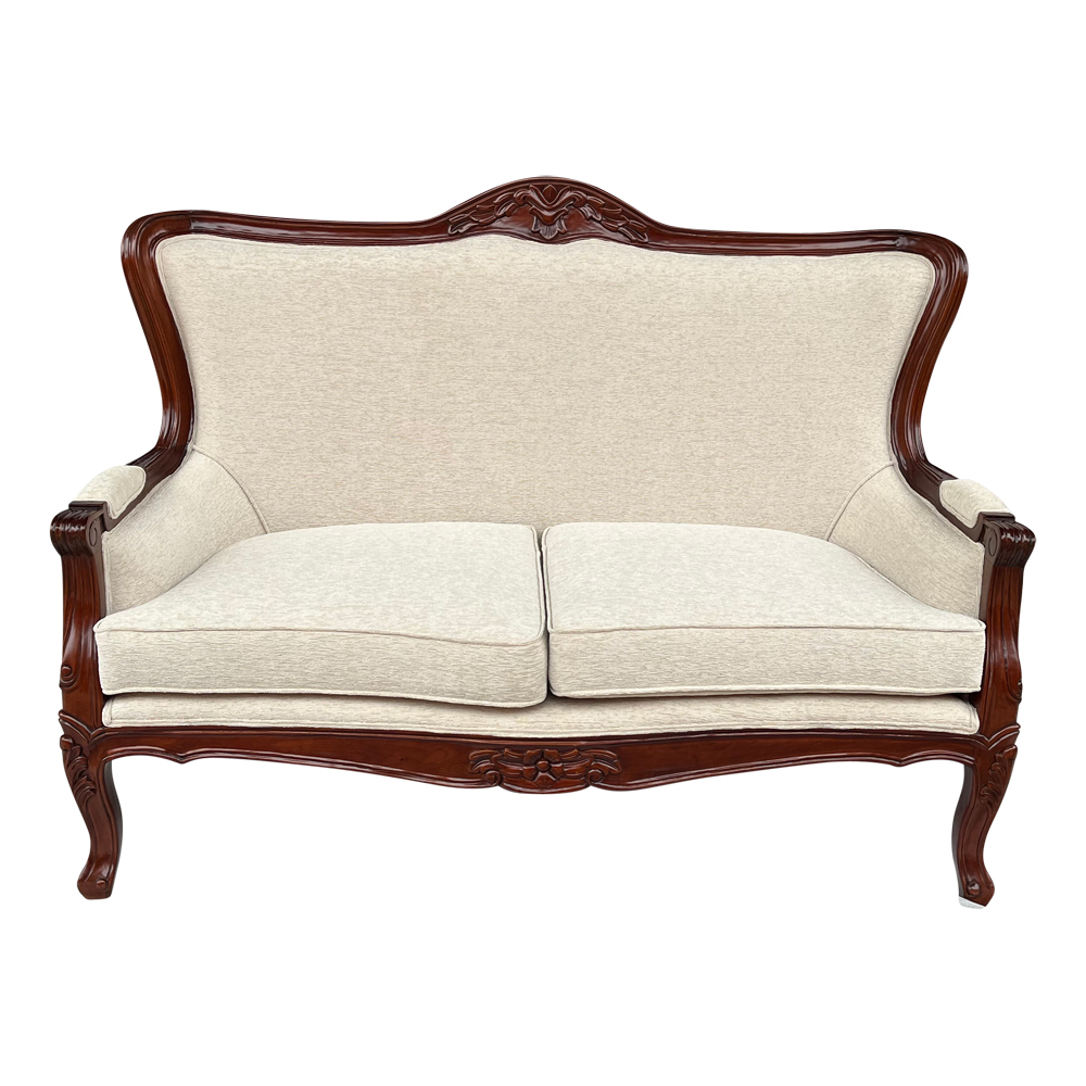 Antique Style Mahogany Wood 2 Seater Louis Classic Sofa Lounge