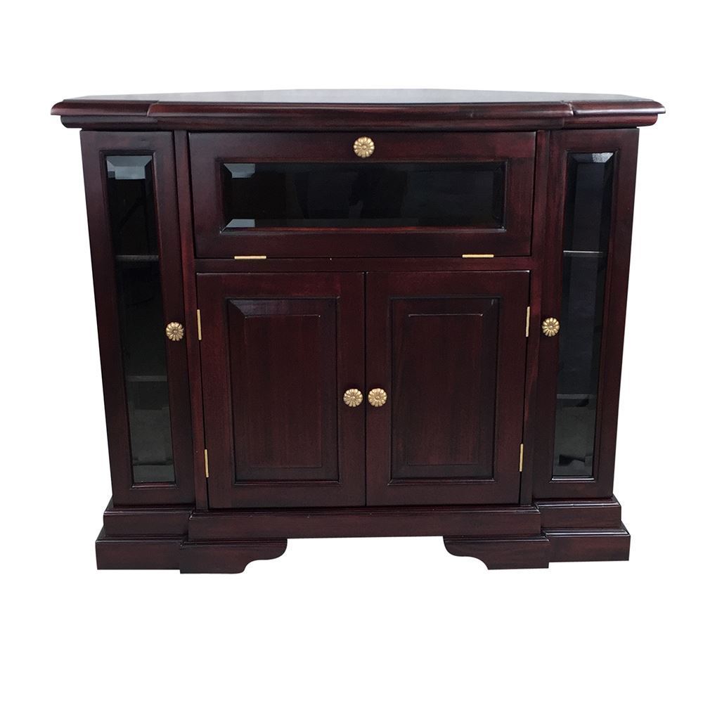 Solid Mahogany Wood Corner TV Stand / Cabinet - Antique 