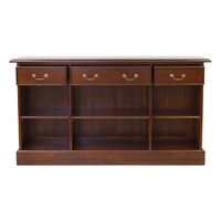 Solid Mahogany Wood 3 Drawers Low Bookshelf