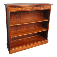 Solid Mahogany Wood 2 Drawers Low Bookshelf  