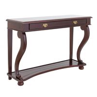 Solid Mahogany Wood Louis Reproduction Style Hall Table With Drawer & Shelf 