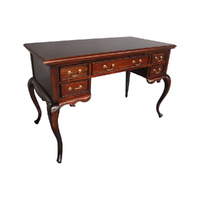 Mahogany Wood French reproduction Style Writing / Office Desk With 5 Drawers