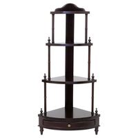 Solid Mahogany Wood Reproduction Corner Stand with Drawer