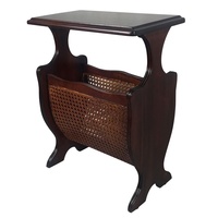 Solid Mahogany Wood Rattan Mix Magazine Rack