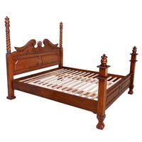 Solid Mahogany Wood Chippendale Low Four Poster Bed