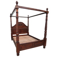 Mahogany Wood King Size 4 Poster Bedroom Set
