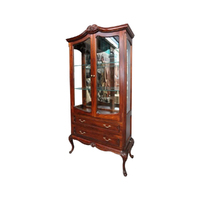 Solid Mahogany 2 Doors Queen Ann Display Cabinet