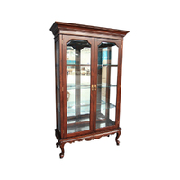 Solid Mahogany 2 Doors Queen Anne Display Cabinet