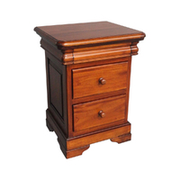 Mahogany Wood 3 Drawer Bedside Table