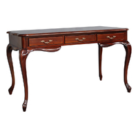 Mahogany Wood French Office Writing  Desk With 3 Drawers
